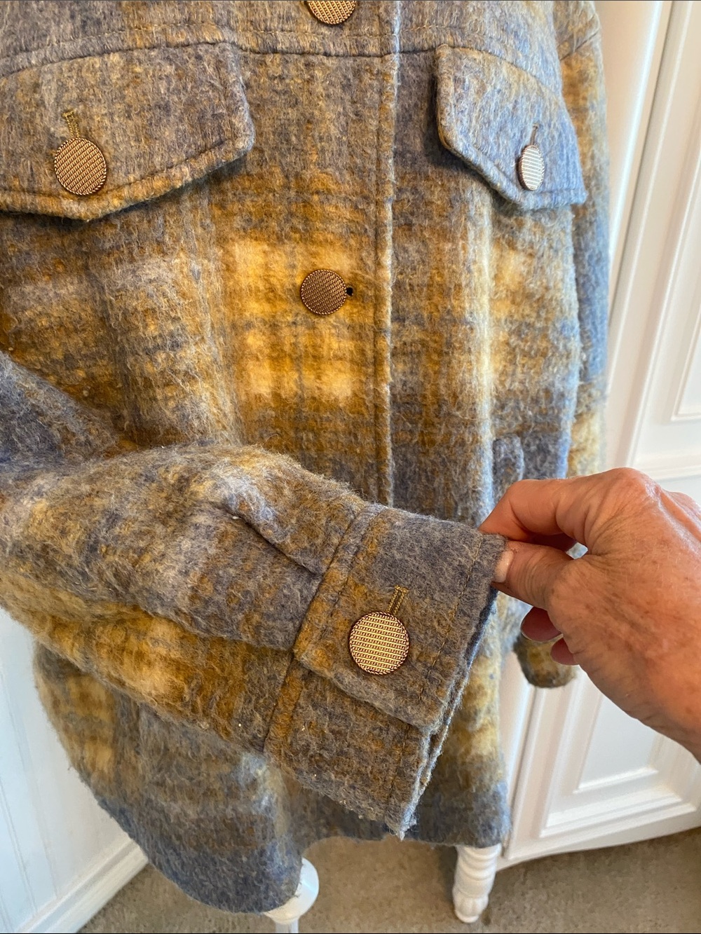Zara Gray And Mustard Plaid Wool-Blend Shacket View 3